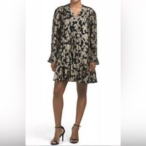 Anthropologie Gold Metallic Holiday Dress, Small